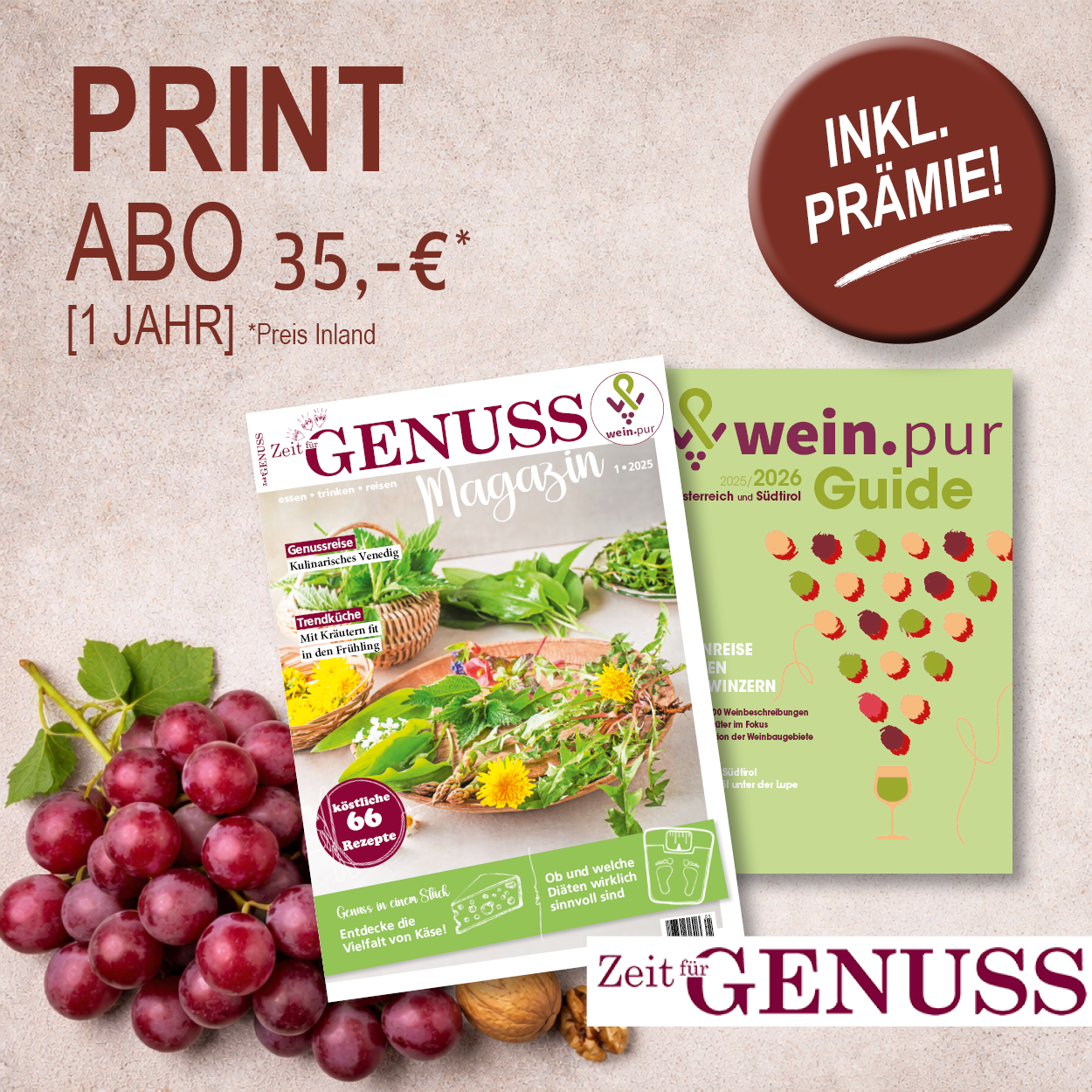 Zeit für Genuss Print +wein.pur Abo